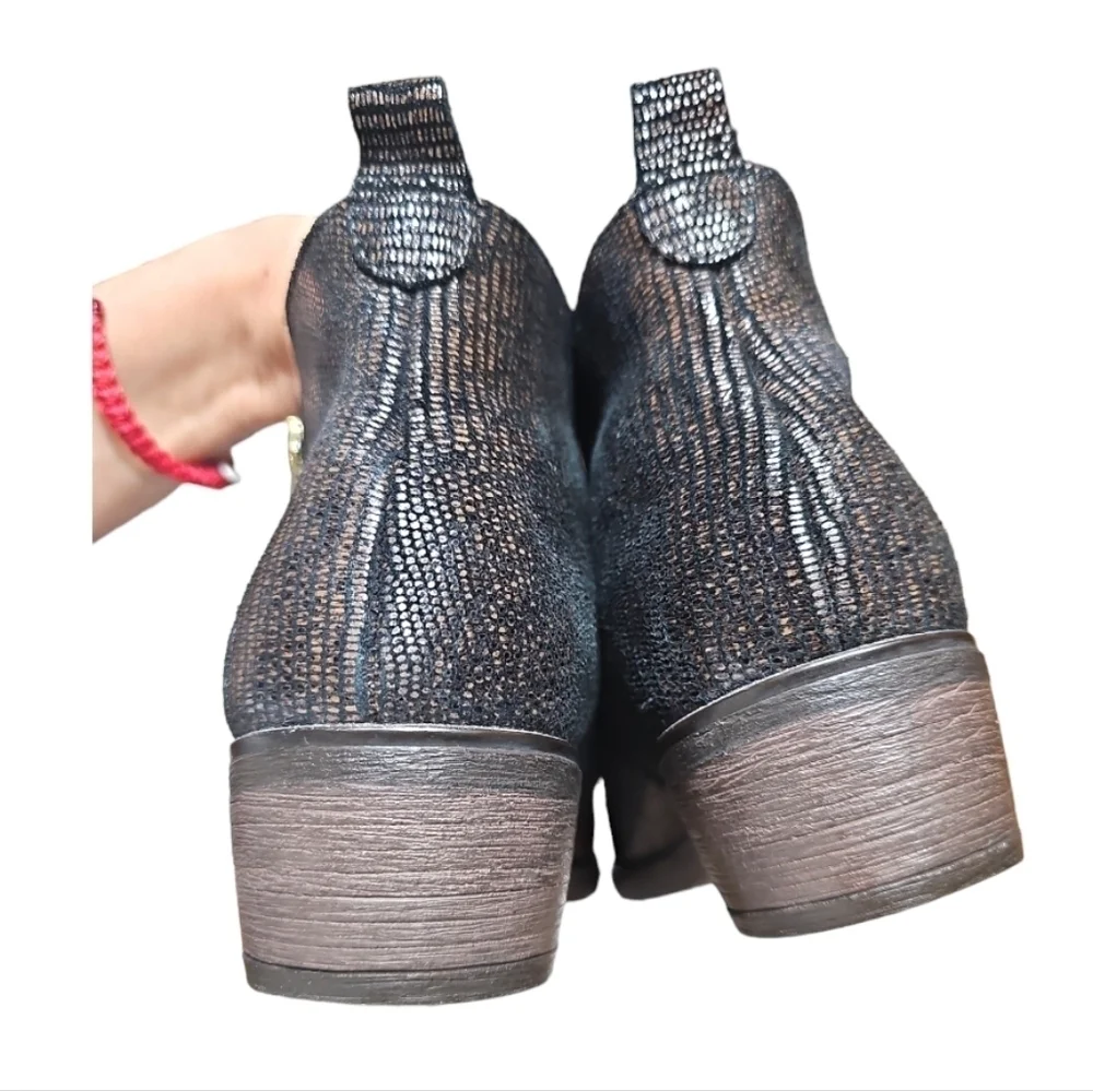 Eric Michael London Chocolate  Lizard Leather Booties Size EU 38 US 8 - Picture 3 of 5